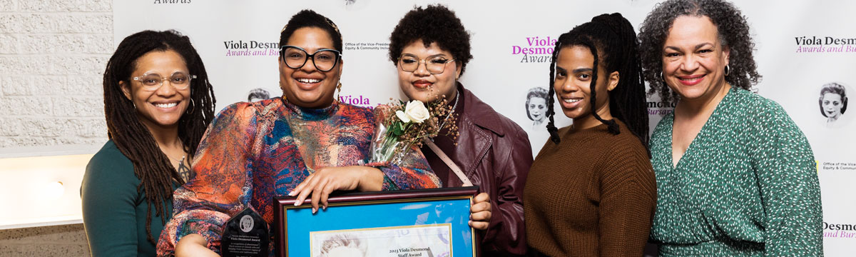 A group of diverse Black women at the Viola Desmond Awards.