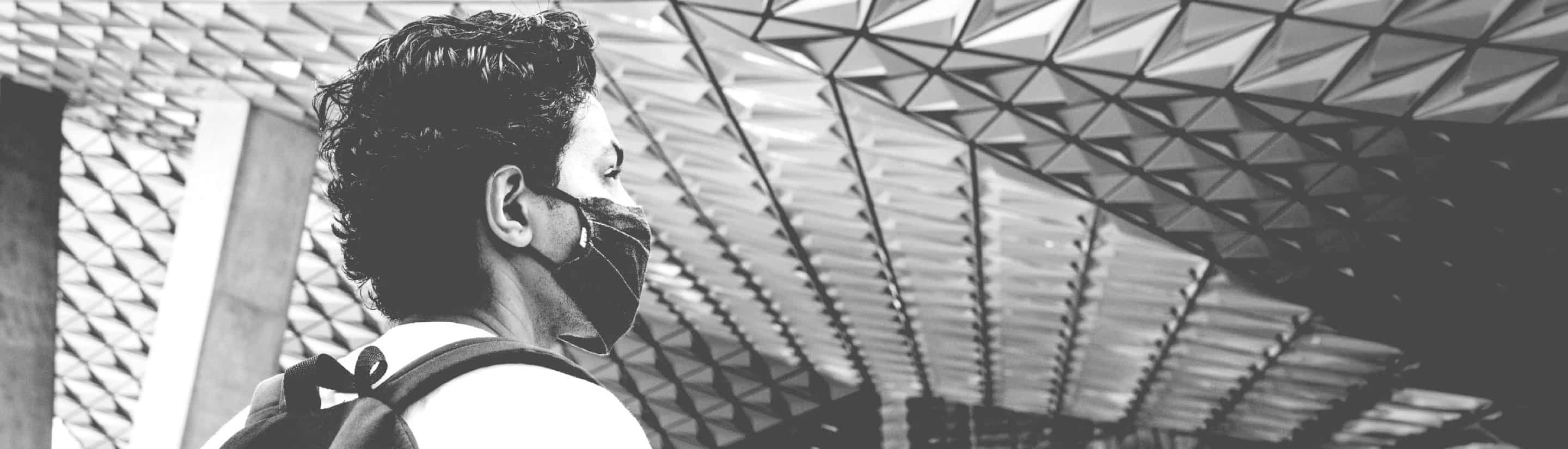 A student wearing a face mask