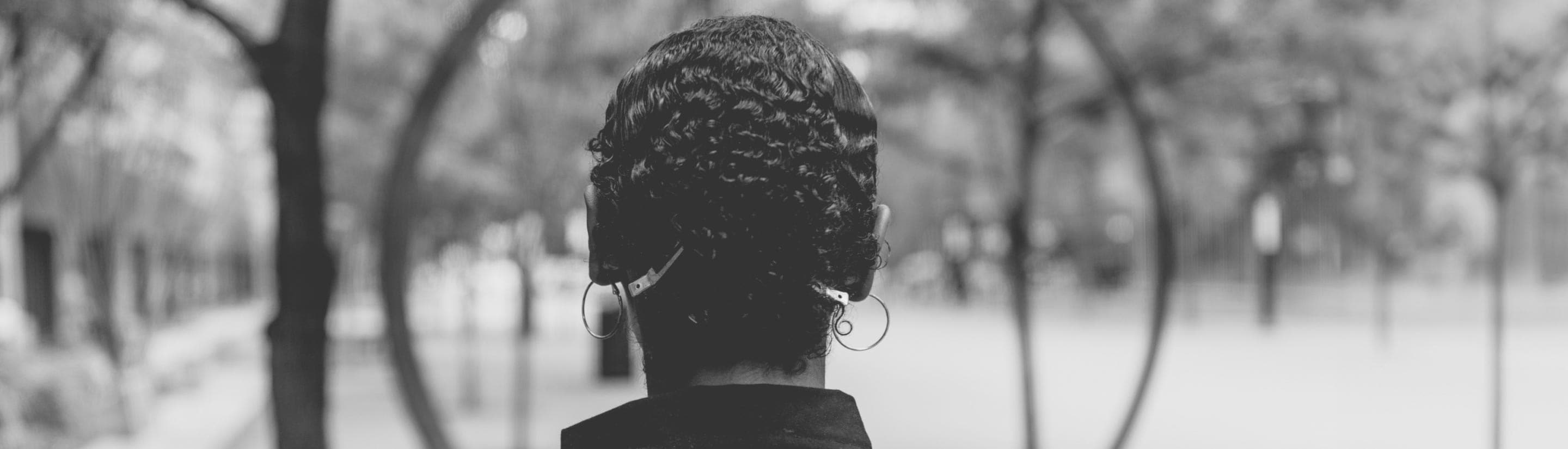 A woman standing backwards