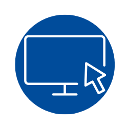 Blue icon with computer graphic