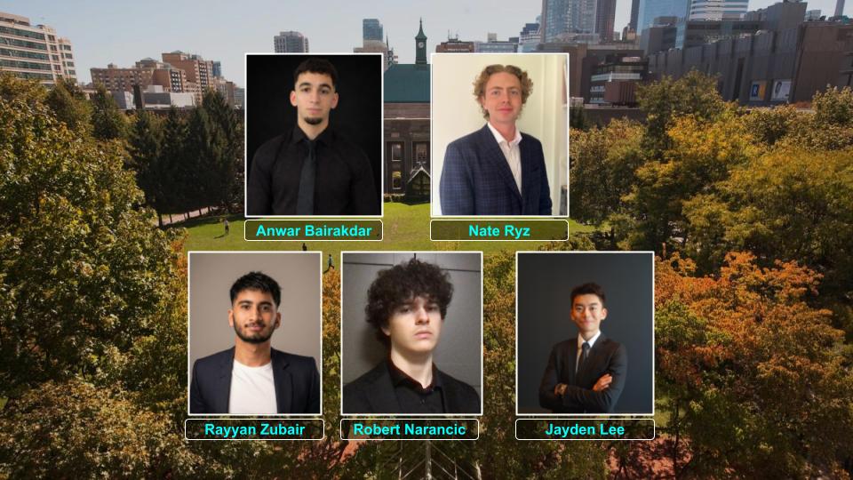 Anwar Bairakdar, Nate Ryz, Rayyan Zubair, Robert Narancic and Jayden Lee.