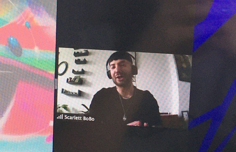 Screenshot of Scarlett Bobo doing a guest lecture for a class