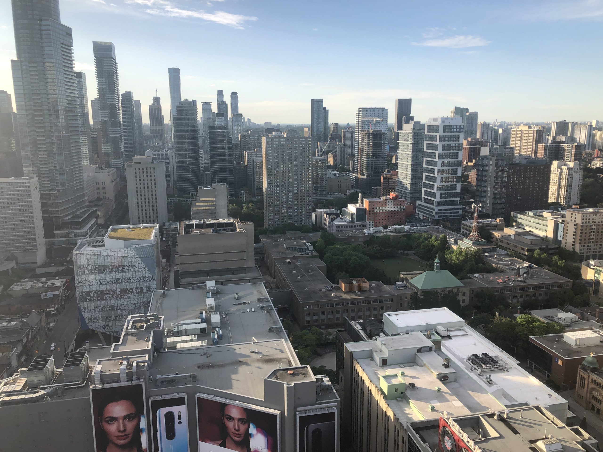   Campus quad surrounded by buildings in the heart of downtown Toronto.