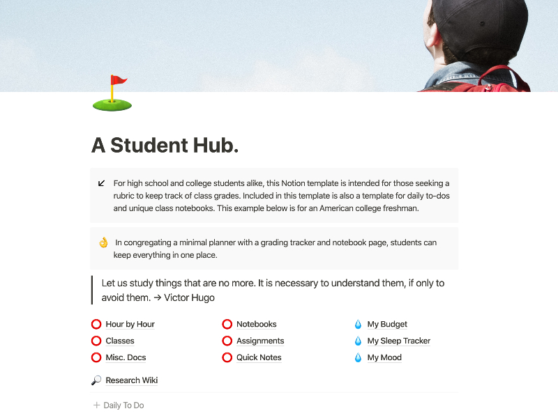 Notion student home page