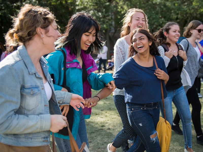 Students laughing together