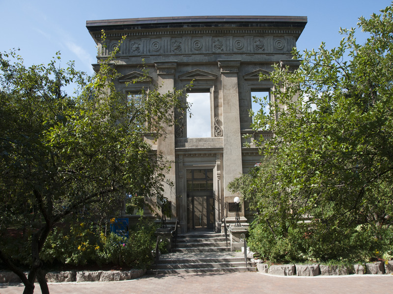 Recreation and Athletic Centre's front entrance at the TMU Quad.