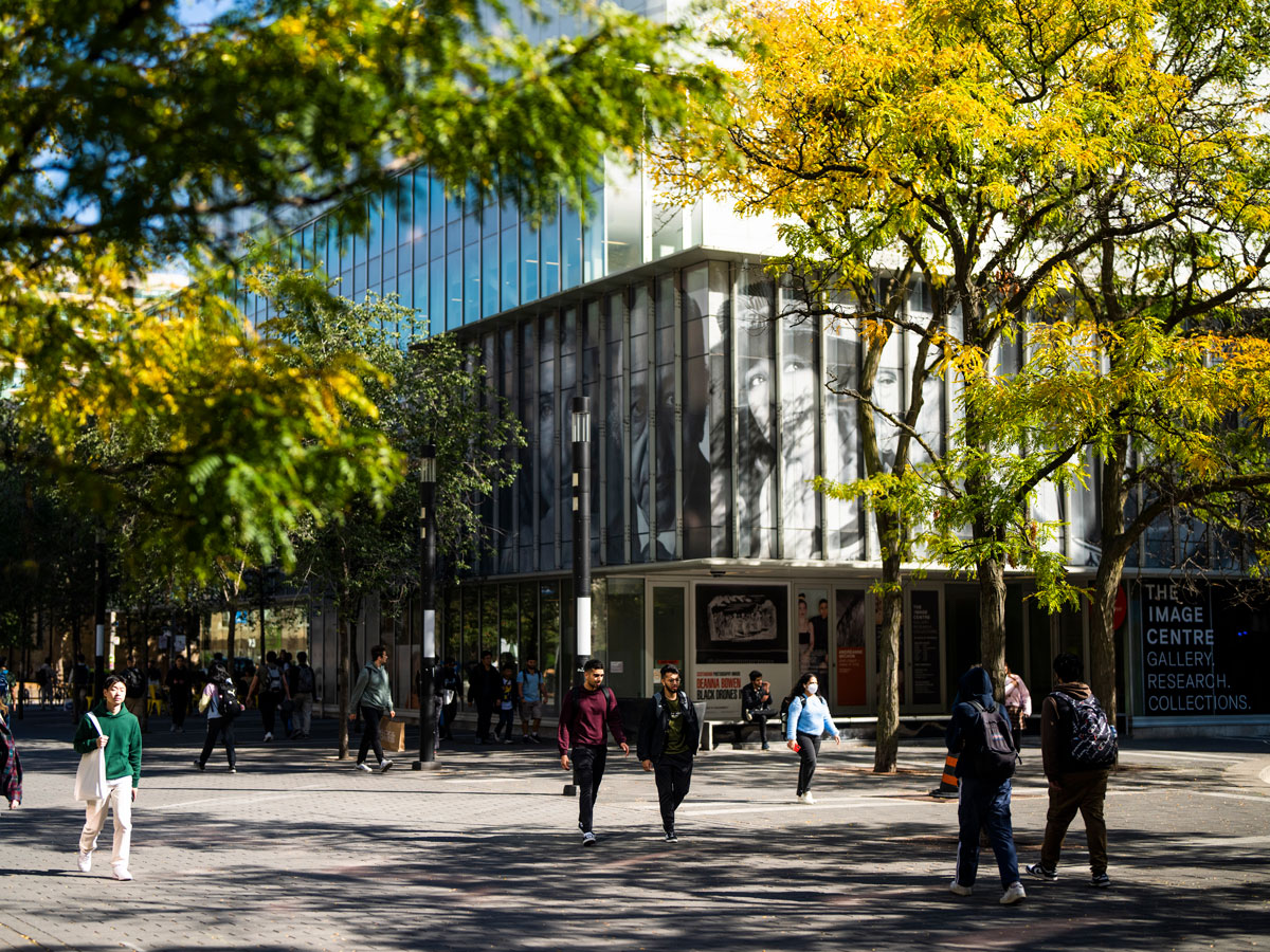 Students walking outside of The Image Centre.