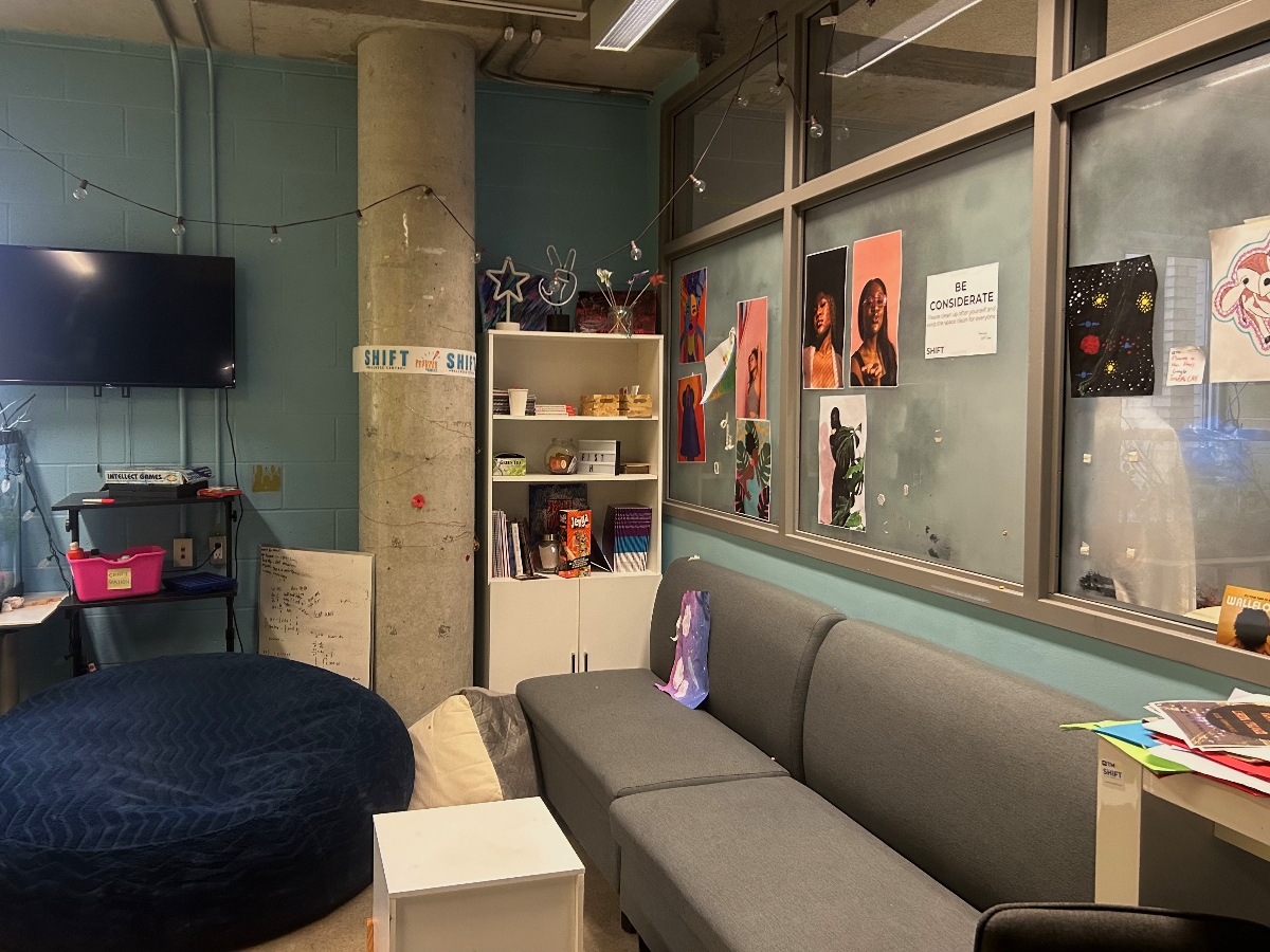 Comfy couches, vibrant artwork and board games surround the floor and walls of TMU's Shift Wellness Centre.