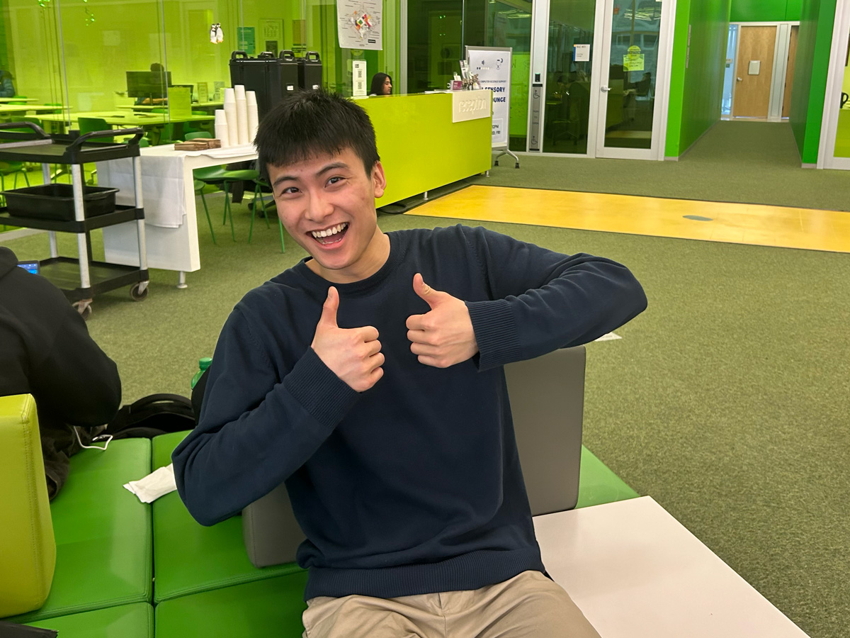 John Chou, an Accounting & Finance student in the Student Learning Centre (SLC).