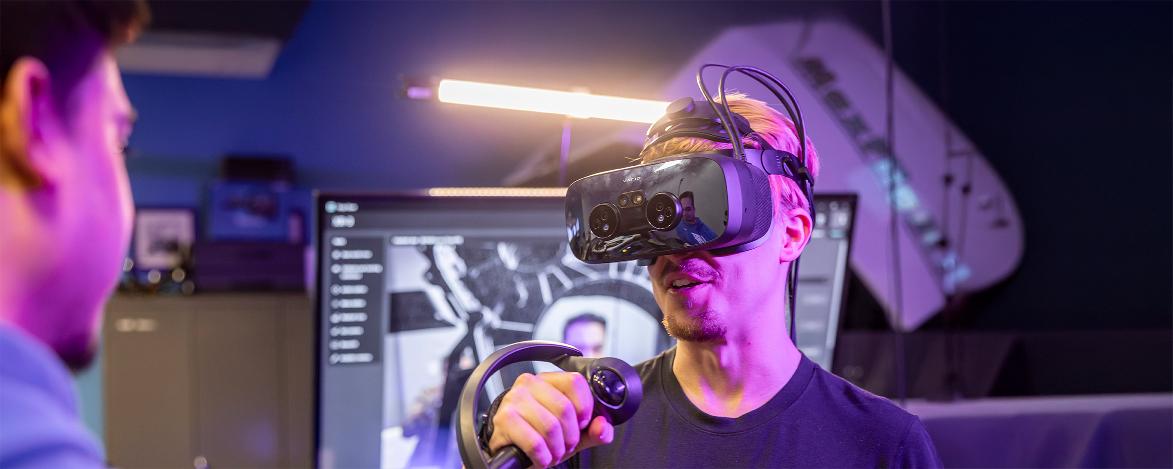 Student in the testing facility