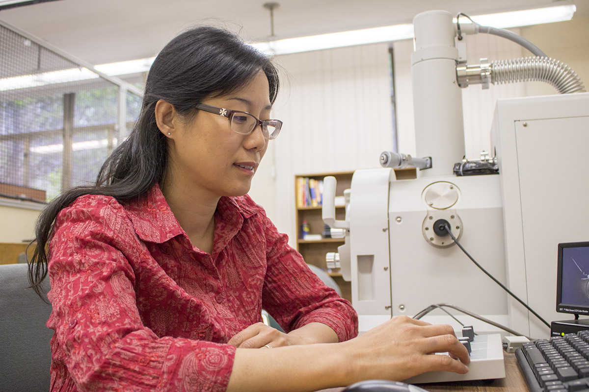 Professor Bo Tan working with computer equipment
