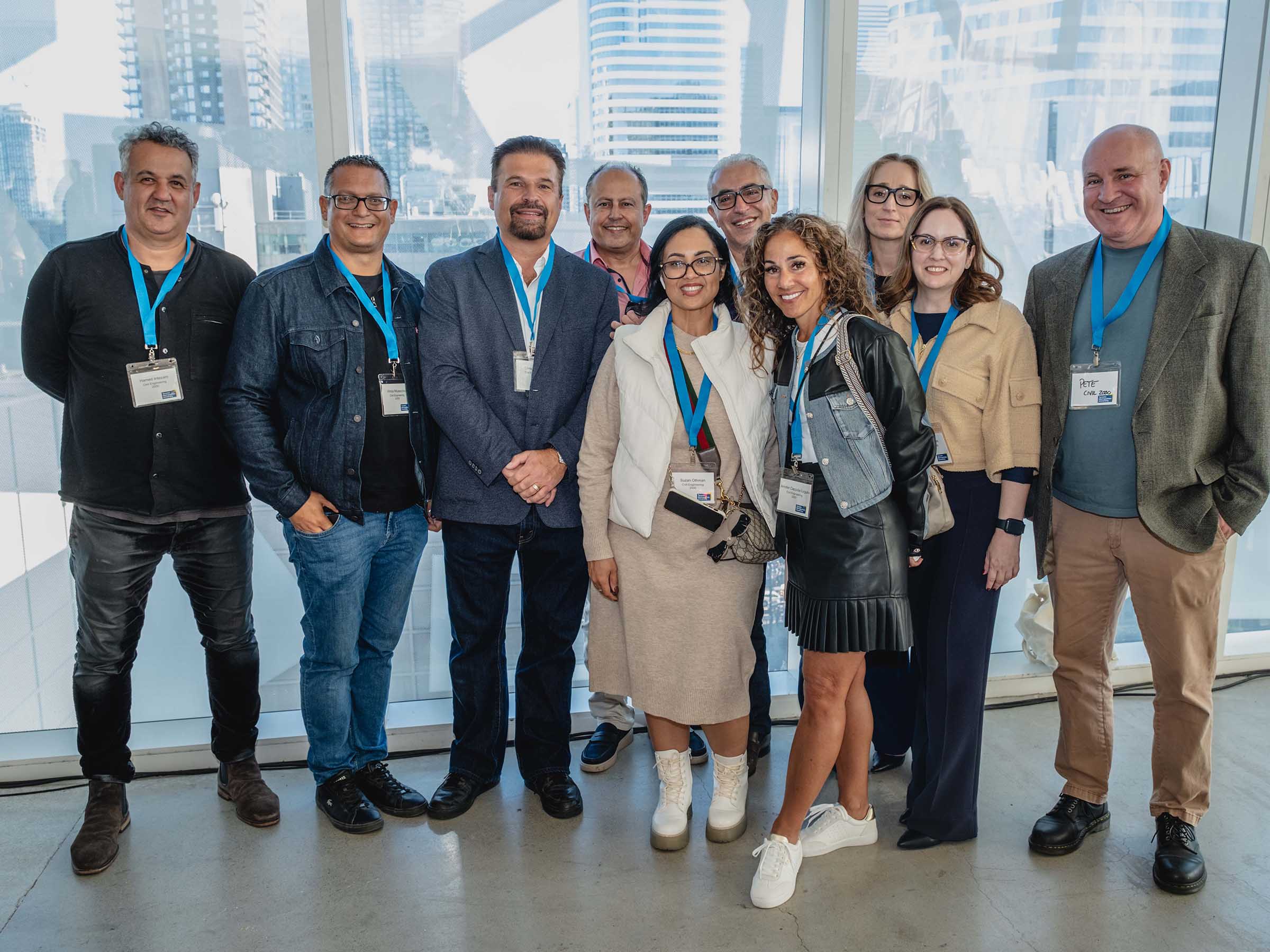 Group photo of reunion attendees at reception