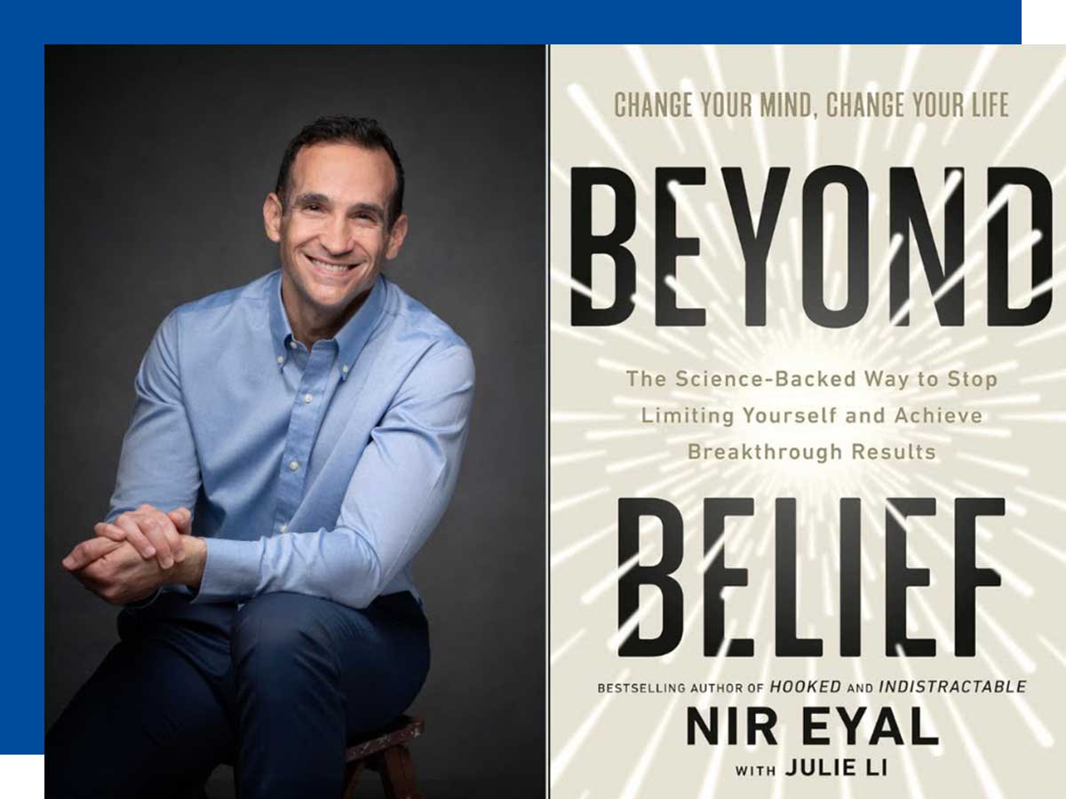 Nir Eyal and book cover of Beyond Belief