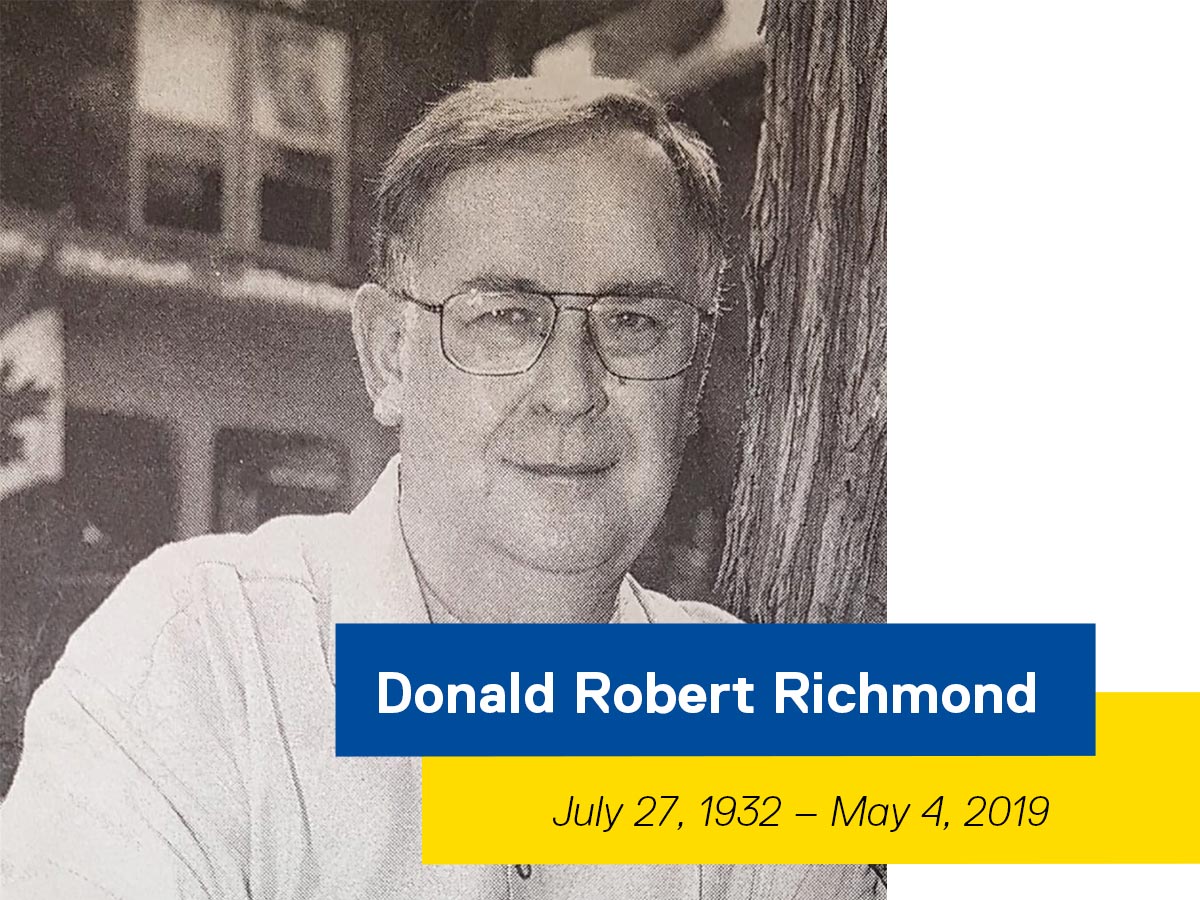 Donald Robert Richmond, July 27, 1932 &ndash; May 4, 2019.