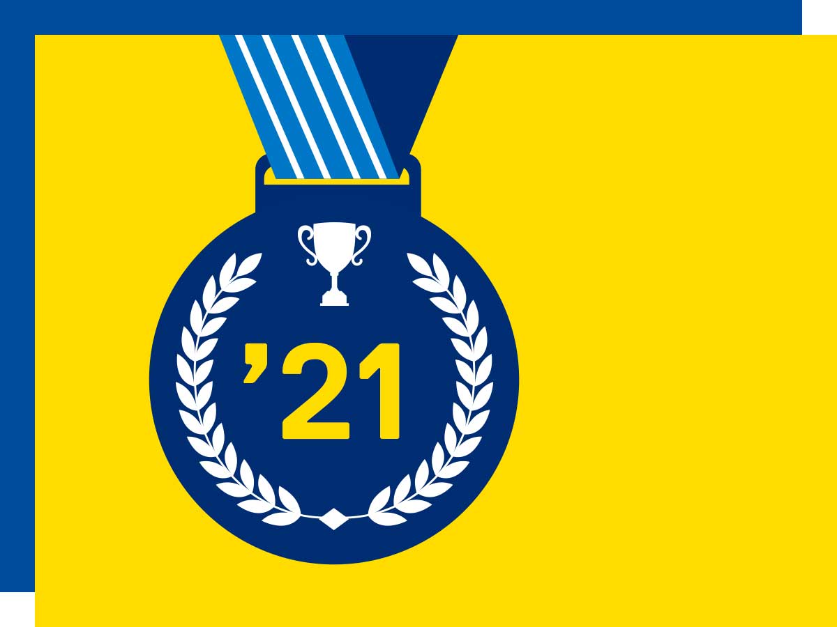 Award medal with the year 2021 in the middle