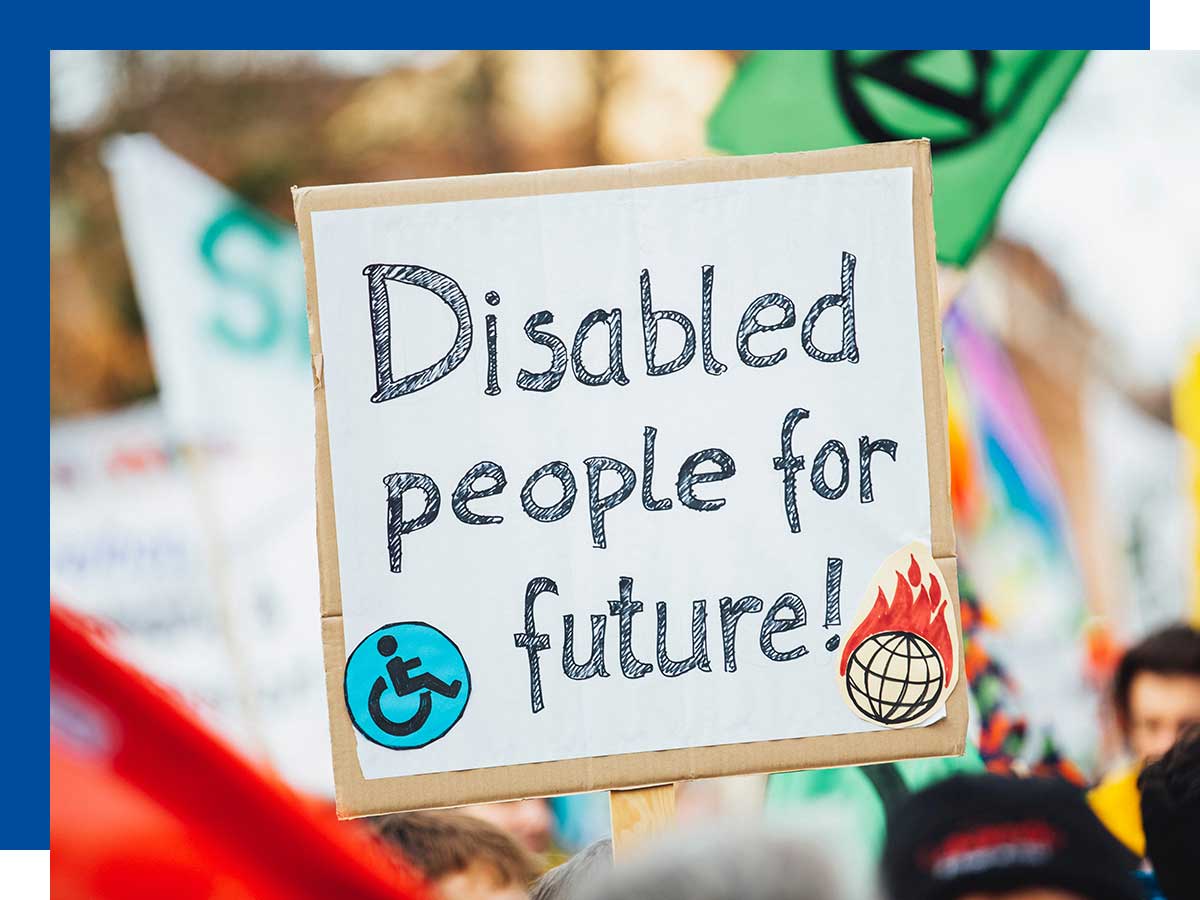 A sign that reads "Disabled people for future!"