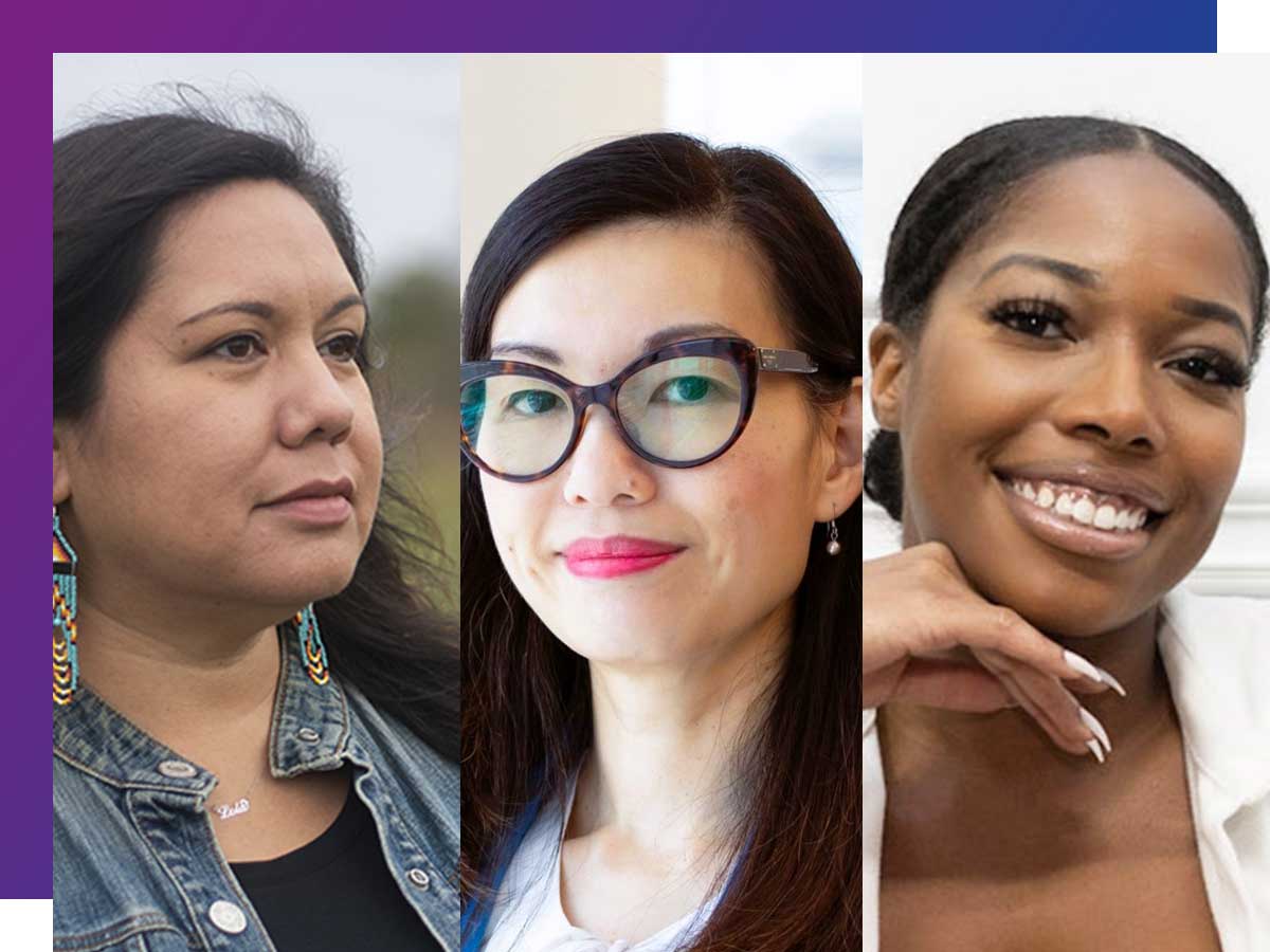 Zoe Hopkins, Image Arts ’97, Siu Mee Cheng, Policy Studies (PhD) ’22, Tasha Riley, Social Work (MSW) ’19