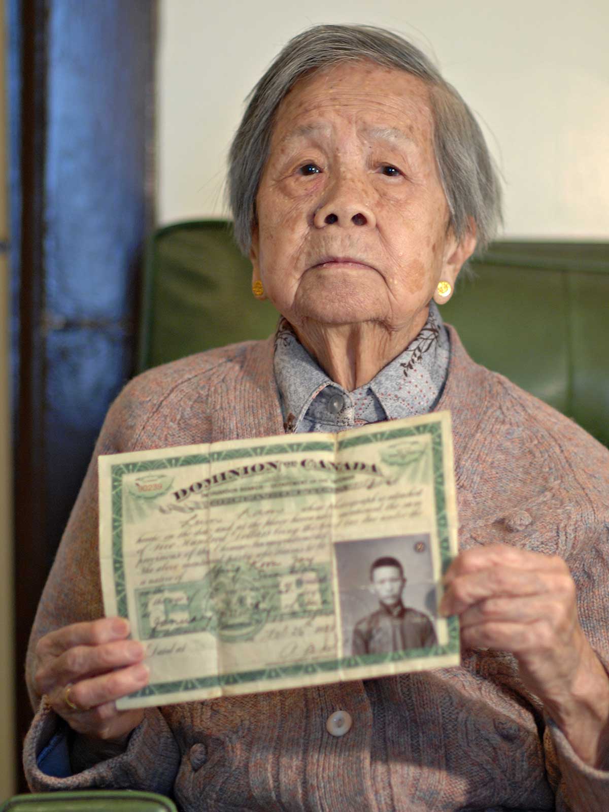  Foon Hay Lum holding Head Tax Certificate