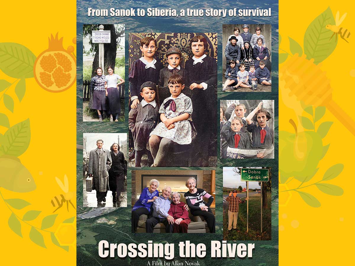 Film poster that includes photographs of the Fink siblings as children, young adults and senior citizens. 
