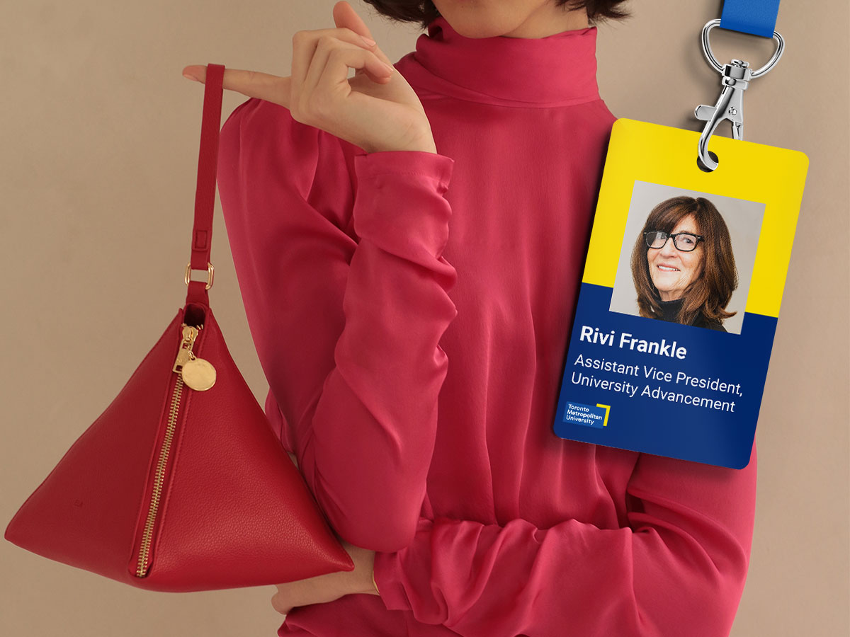Rivi Frankle, Assistant Vice President; Hand bag by ELA