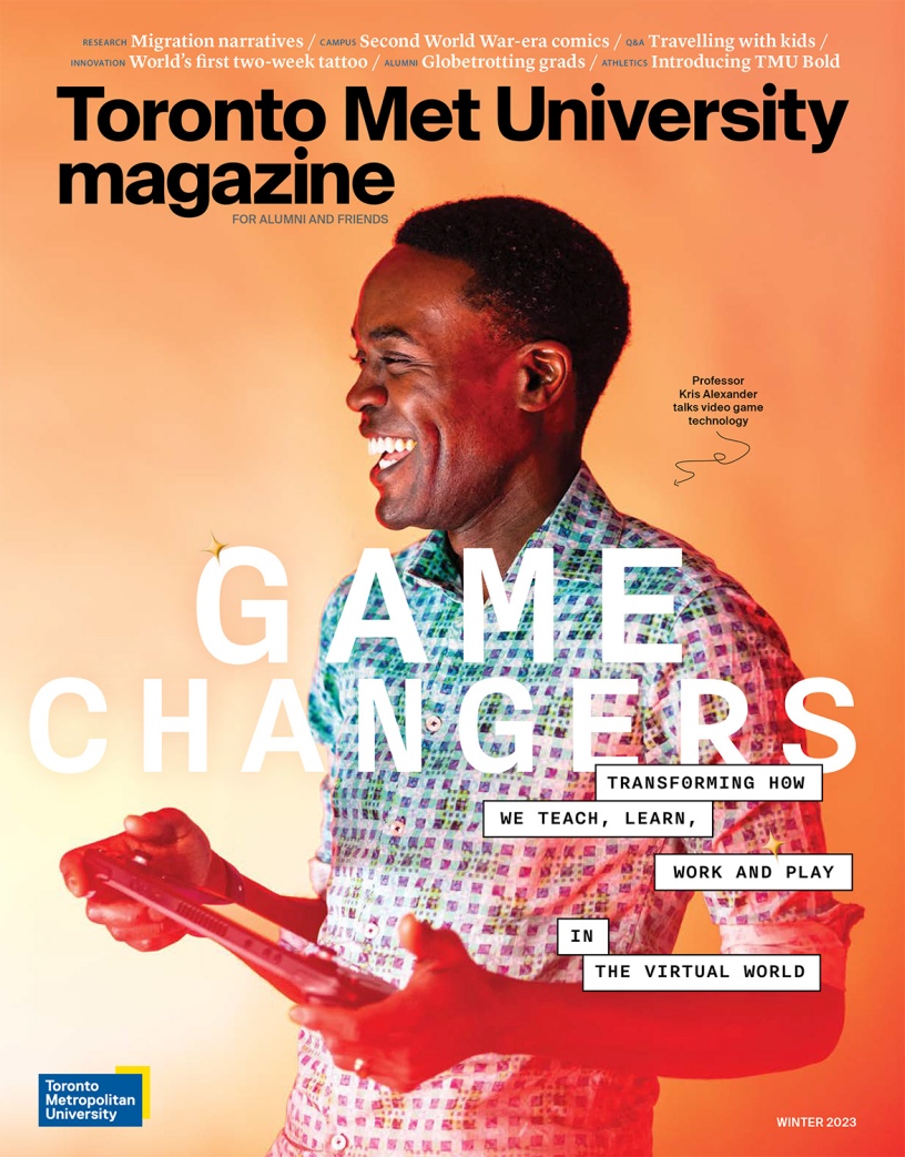 Toronto Met University magazine cover featuring Professor Kris Alexander