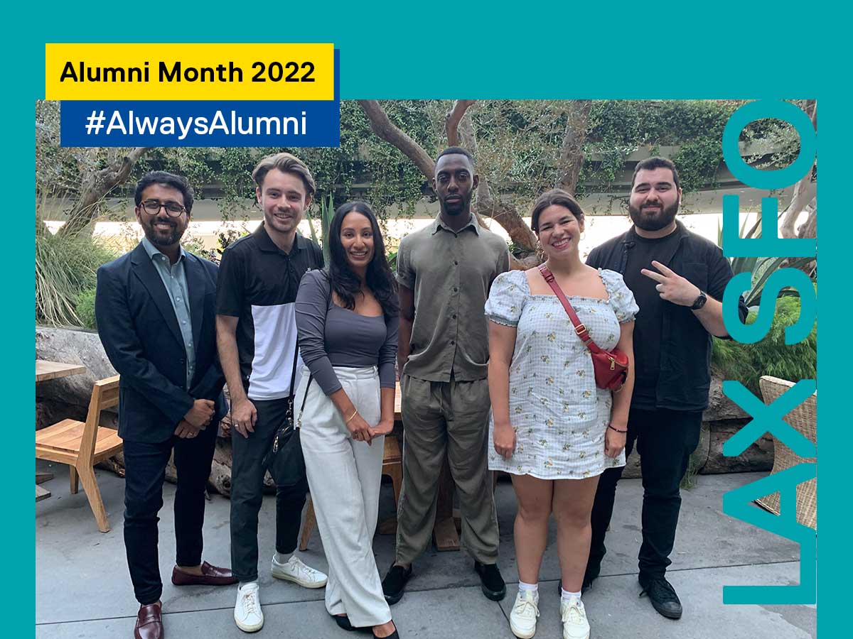 Krishan Mehta, AVP, Engagement (far left) gathered up some TMU alumni while on a visit to Los Angeles! JC, Assumpta, Mike, Liz and Ayman all send their best wishes for Alumni Month! 