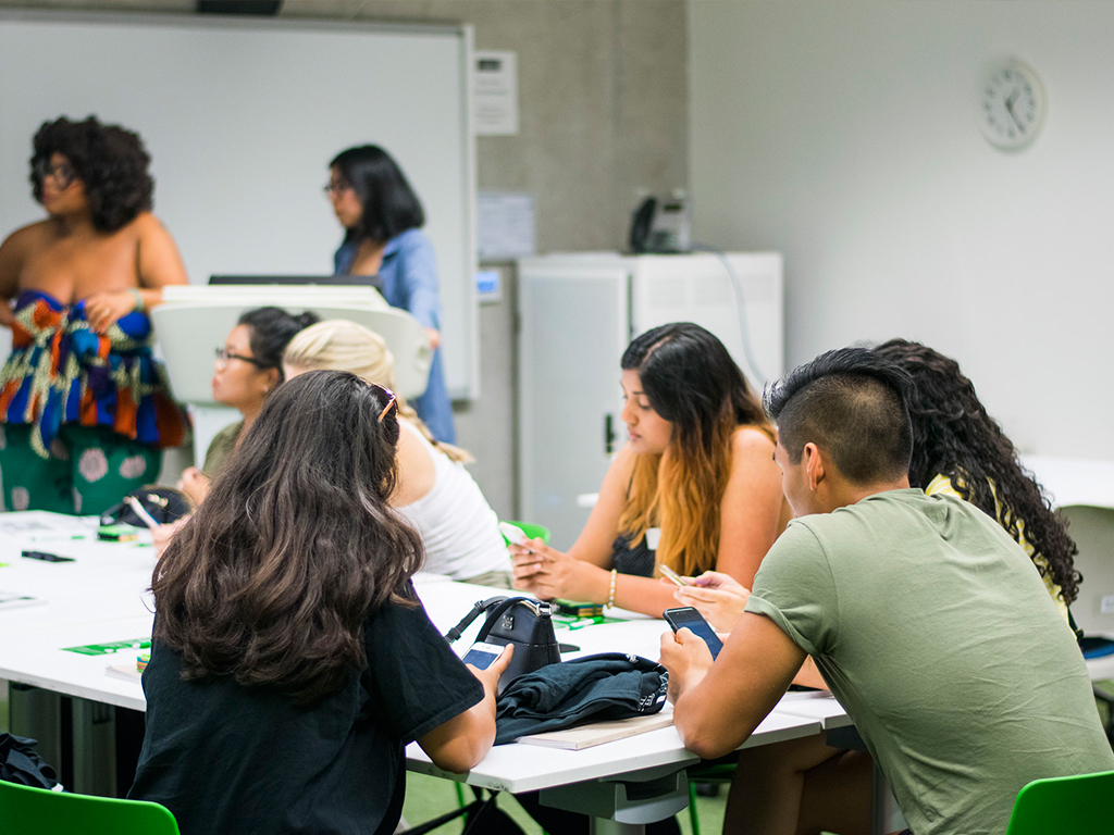 photo of students working in studio