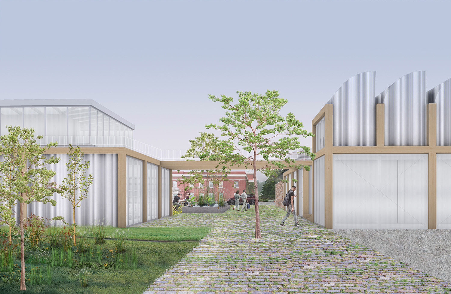 View of the pedestrian street in Agriculture Training Centre located in Campbellford, by Sophie Twarog. 