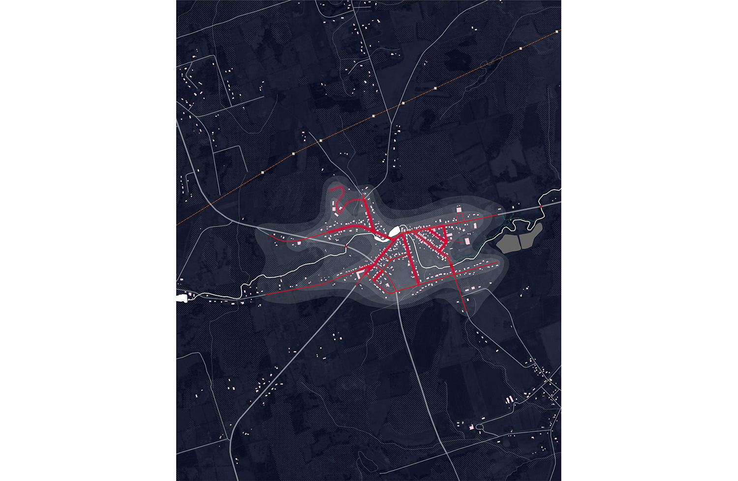 Mapping of infrasturctures and industrial concentrations in Warkworth, Trent Hills by Erin Pang.
