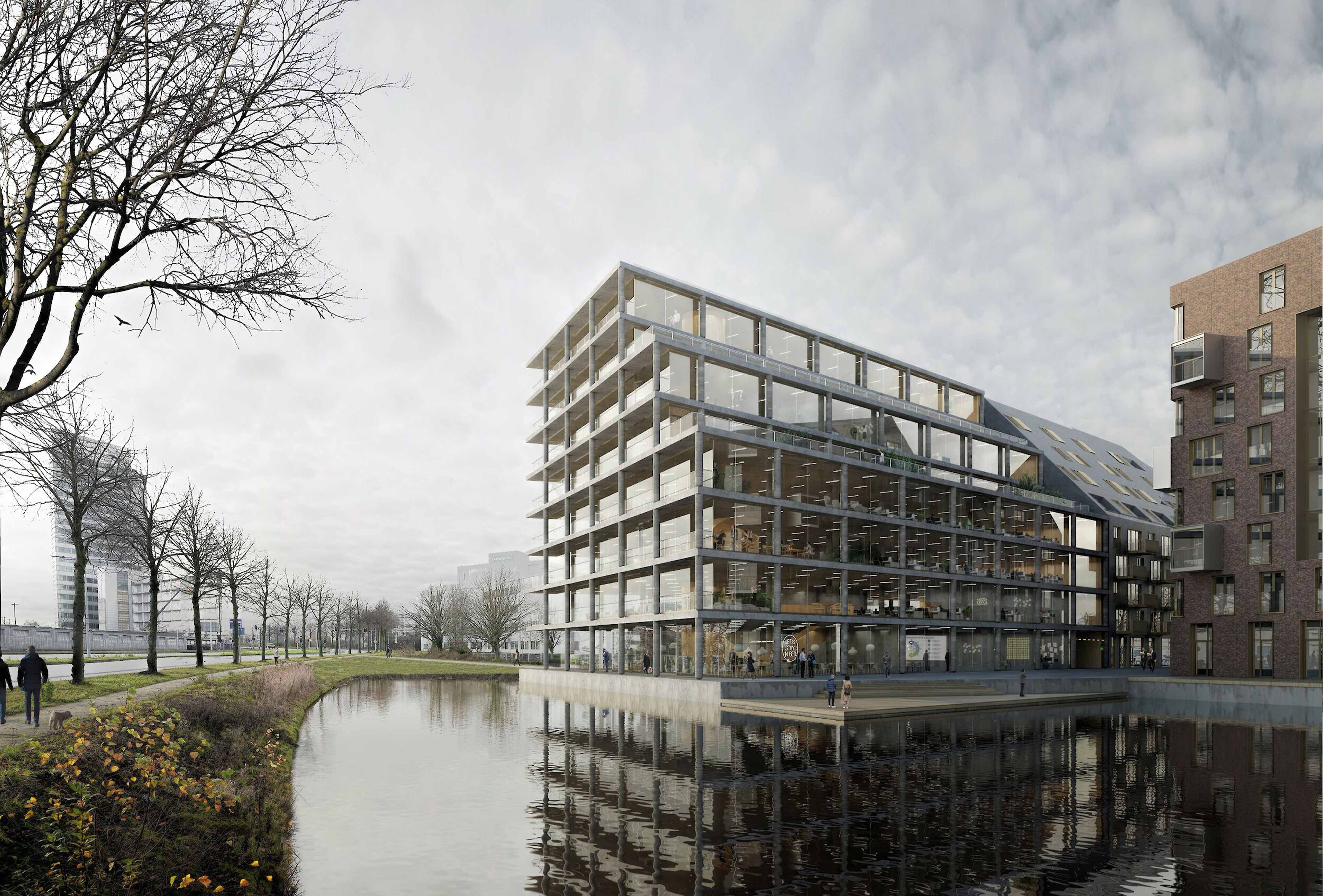 Exterior render of the Eden office at Hyde Park in Hoofddorp. Image courtesy of Elephant. 