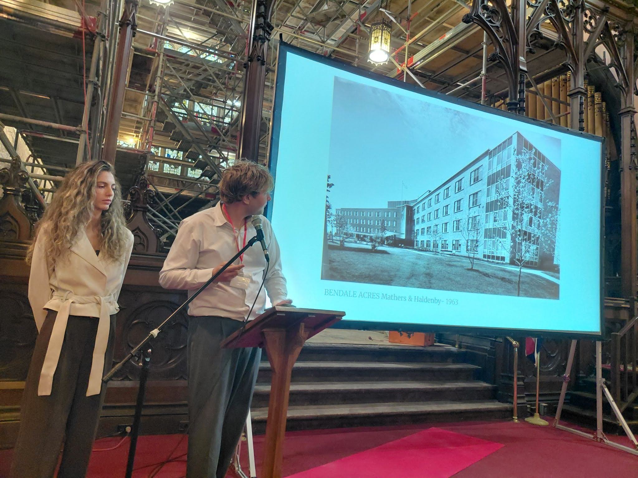 Lior and Finn presenting their work on the architecture of eldercare in postwar Toronto.