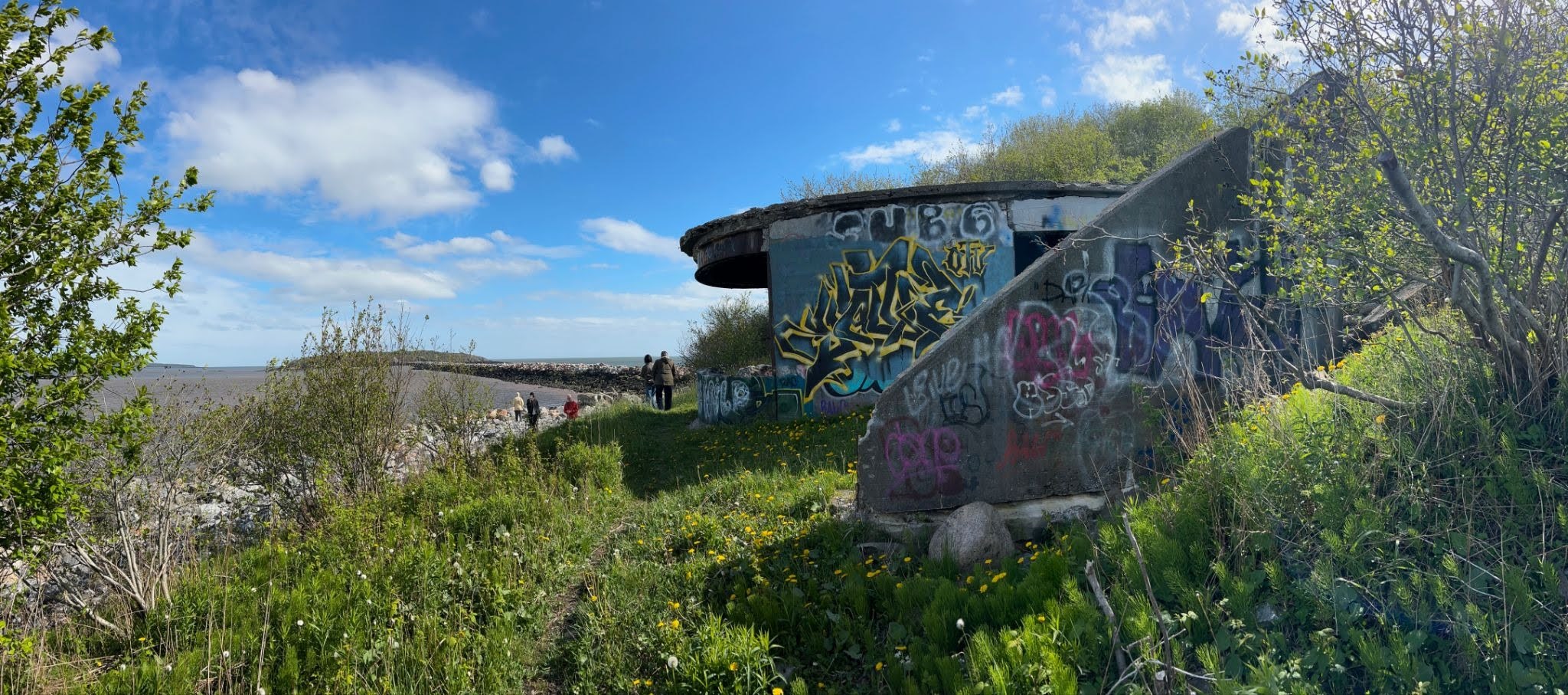 The bus tour to see waterfront military defense sites, like this disused artillery bunker.