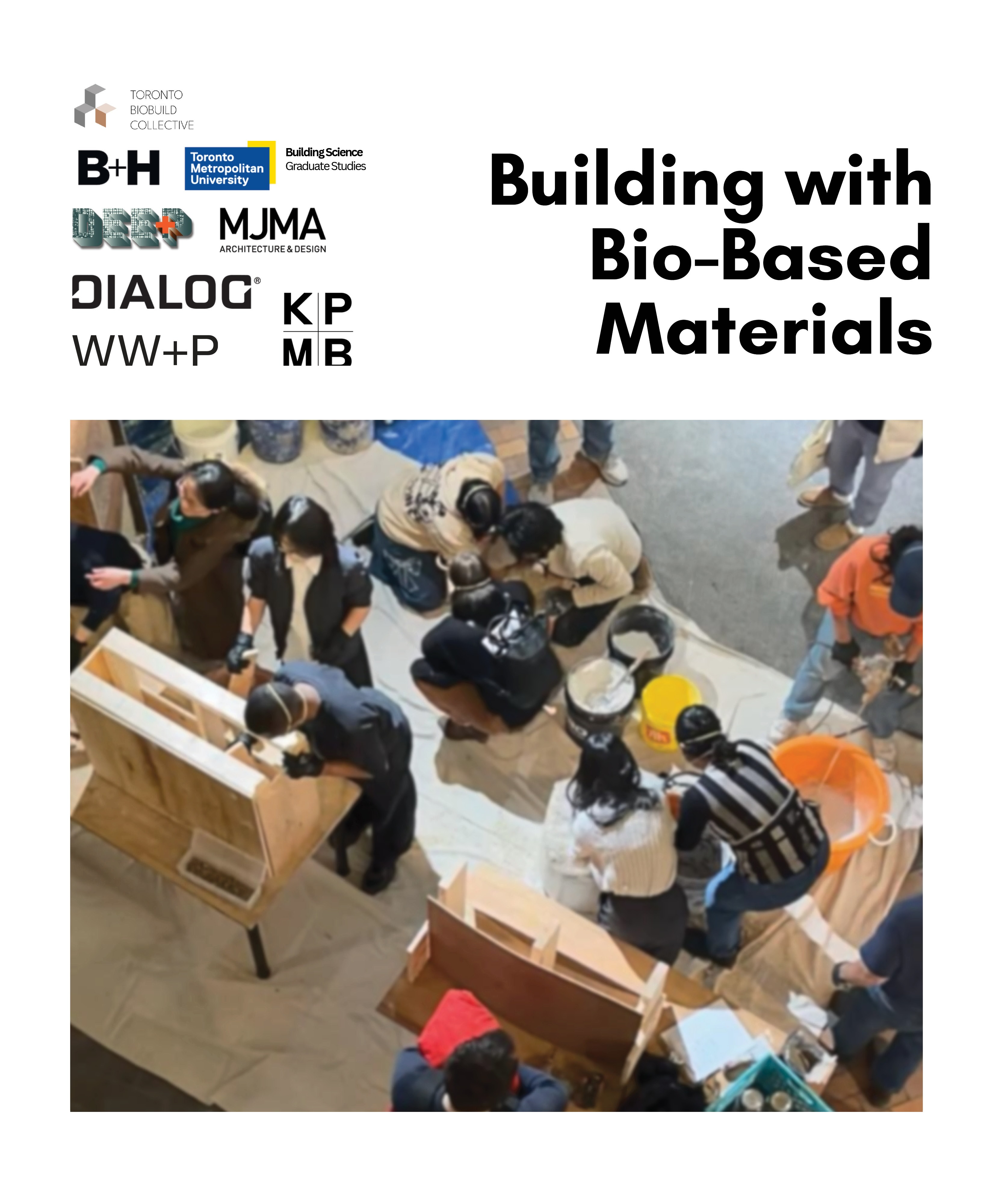 Students working on building materials.