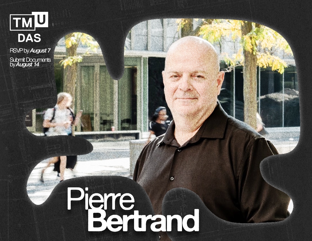 Pierre Bertrand headshot on a black background with the words "Career Launch Boot Camp" on the top left corner