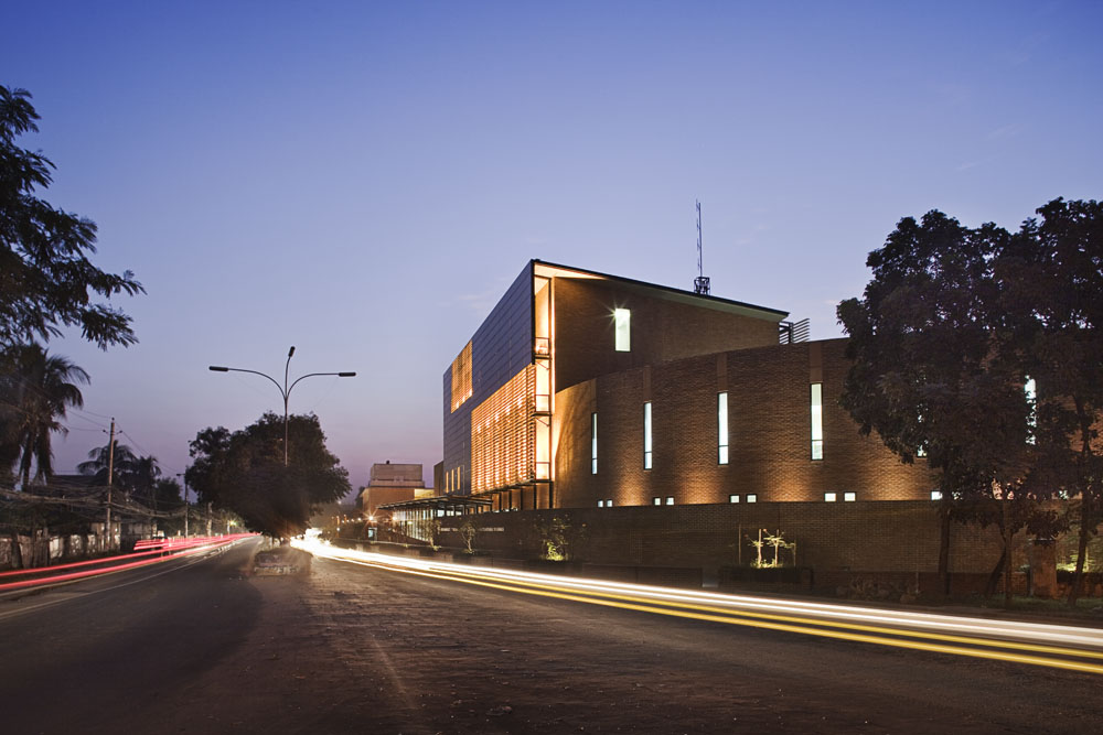 Nightshot of a building's exterior 