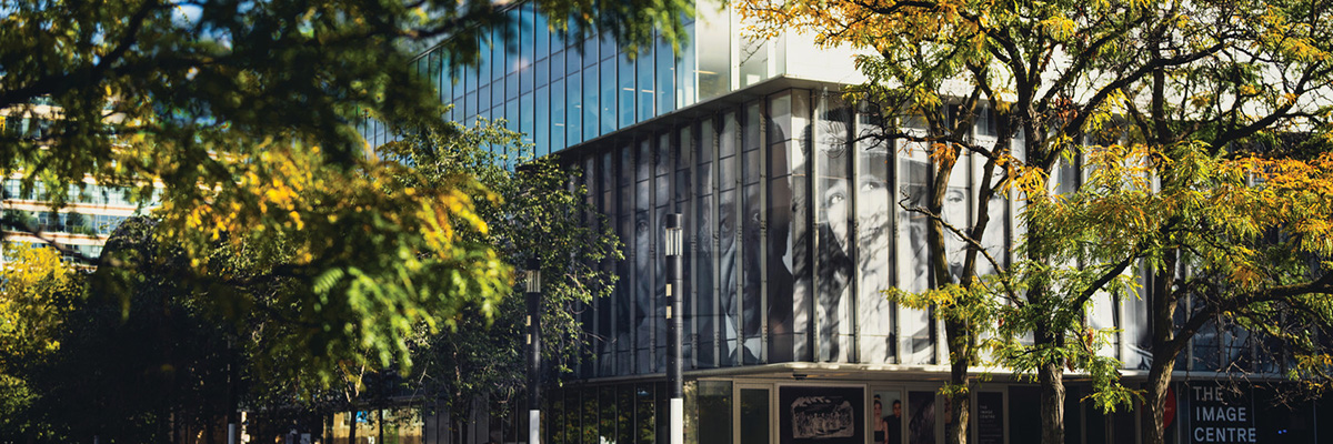 The Image Centre building on TMU campus surrounded by trees