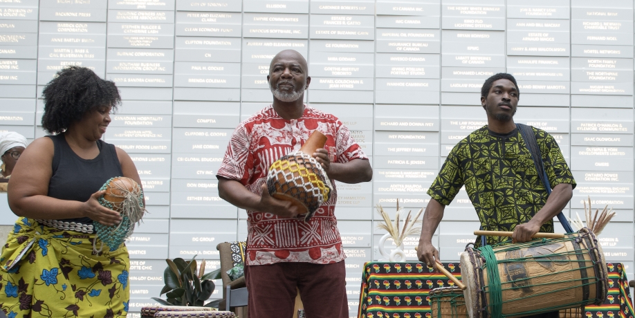 Drummers performing at the welcome ceremony