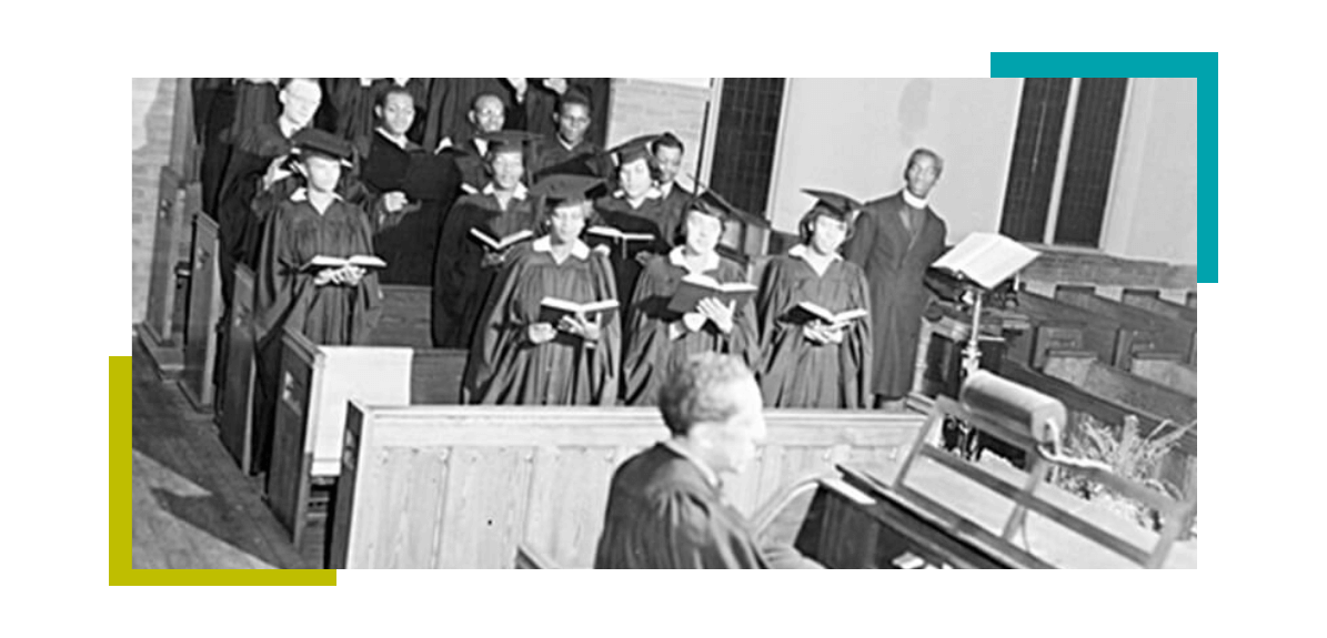 A Black choir performing in 1960s