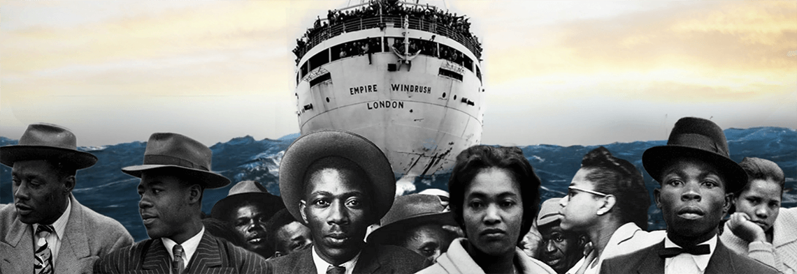 The Empire Windrush docks at Tilbury, England in 1948 with West Indian migrants on board