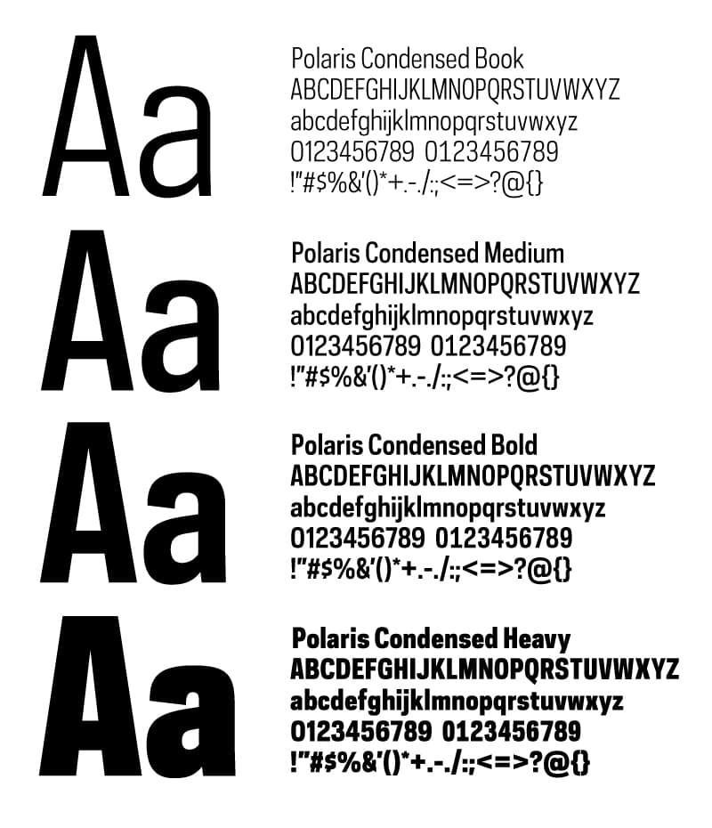 Visual of the typefaces that are avialable