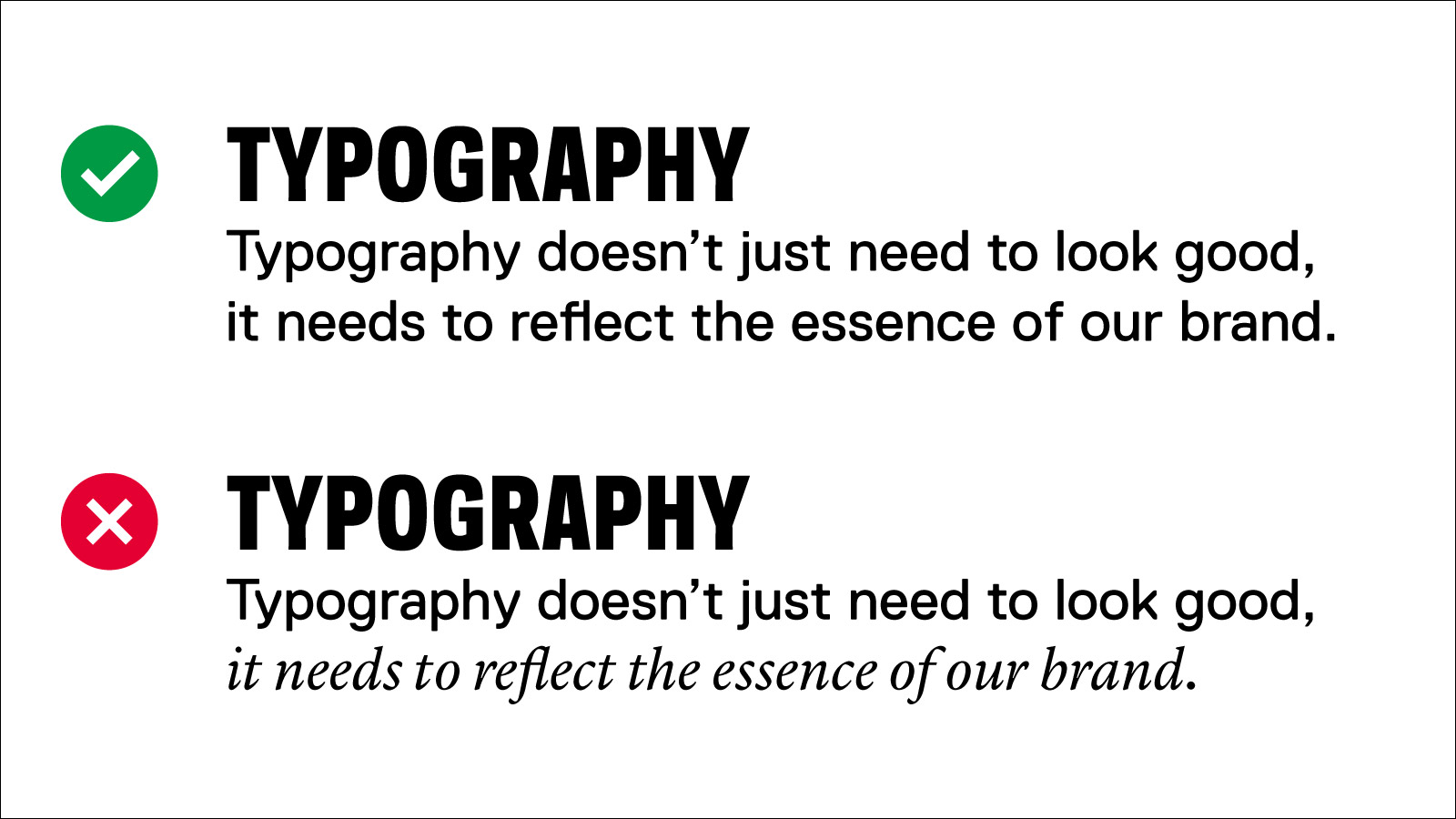 Demonstration of good typography, and not using italic text