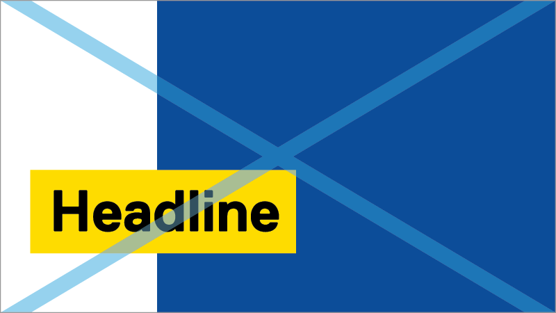 Example showing a headline spanning over a block of colour