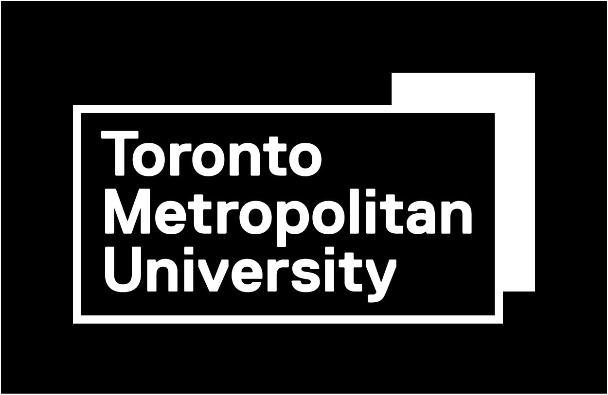 Toronto Metropolitan University logo in white against black background