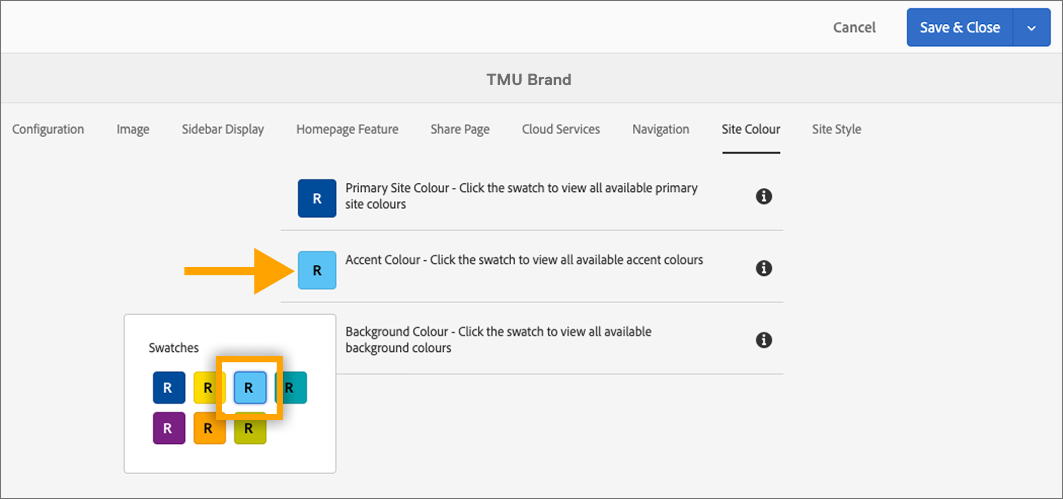 Selecting the correct secondary colour in AEM.