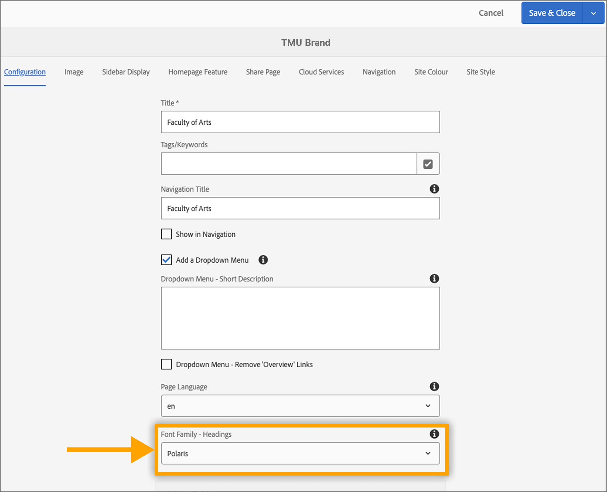 Selecting the correct font in AEM.