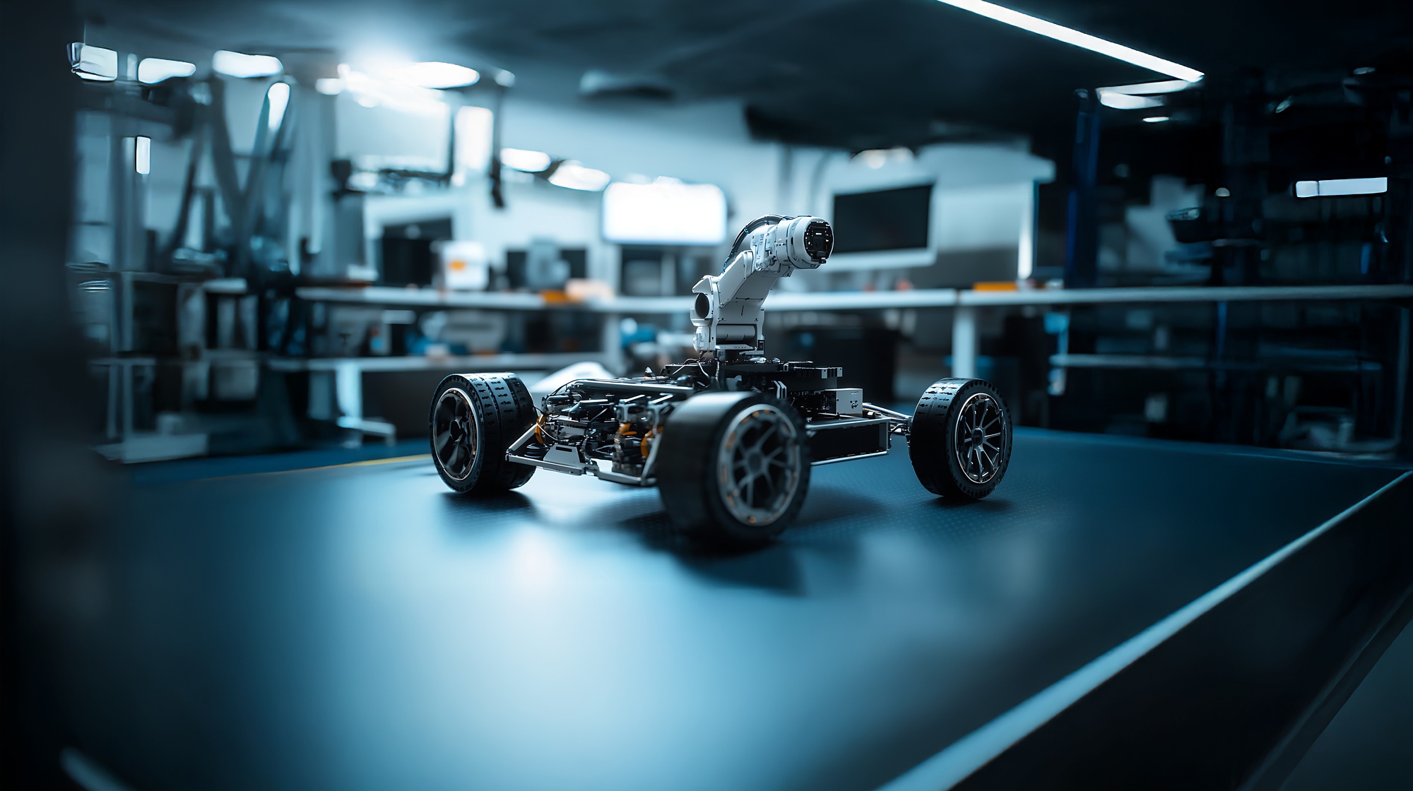 Robot vehicle in a lab