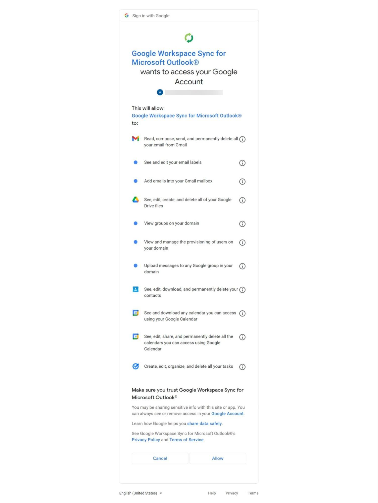 Google Workspace Sync for Microsoft Outlook