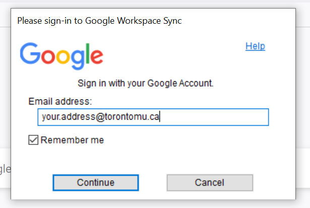 Sign in to Google Workspace Sync