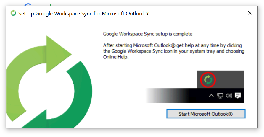 Google Workspace Sync setup is complete