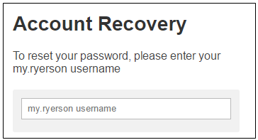 Screencap showing password reset entry field